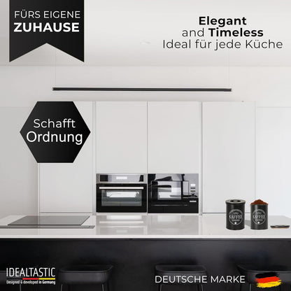 IDEALTASTIC® Premium Kaffeedose luftdicht [500g] für anhaltendes Kaffeearoma I Robuste Kaffeedose für gemahlenen Kaffee & Bohnen mit zeitsparendem Bambus-Deckel I Lebensmittelgeprüfte Kaffeedosen