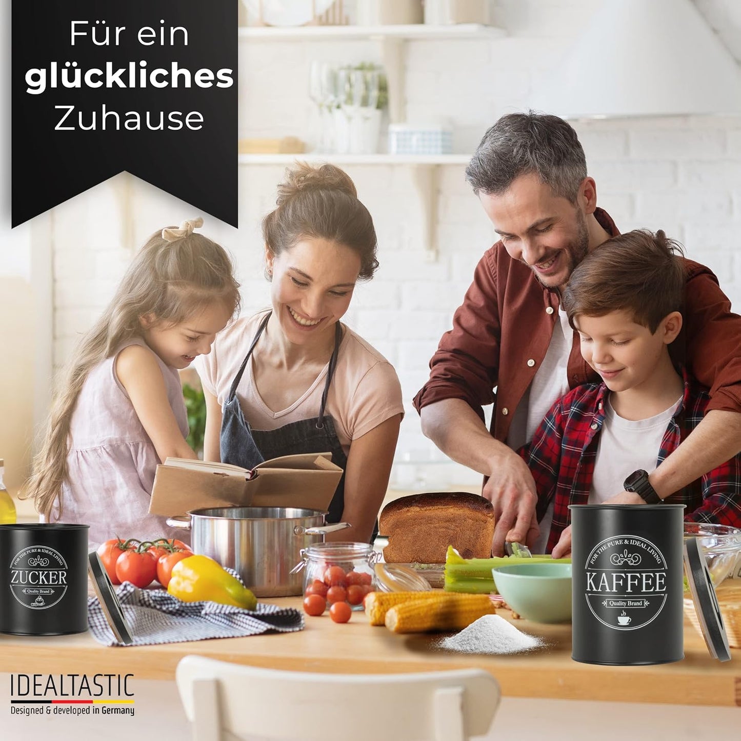 IDEALTASTIC® Premium Kaffeedose luftdicht [500g] für anhaltendes Kaffeearoma I Robuste Kaffeedose für gemahlenen Kaffee & Bohnen mit zeitsparendem Bambus-Deckel I Lebensmittelgeprüfte Kaffeedosen