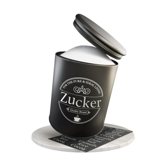 IDEALTASTIC® Premium Zuckerdose schwarz 1KG mit luftdichtem Verschluss für Klumpen freien Zucker I Robuster Zucker Behälter mit zeitsparendem Deckel I Lebensmittelgeprüfte Zuckerdose Vintage