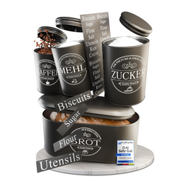 IDEALTASTIC® Premium Brotkasten 4er Set, Zuckerdose, Mehl Aufbewahrung & Kaffeedose luftdicht, Brotbox schwarz I Vorratsdosen je 500g & 1x Brot I Frische & Eleganz in Ihrer Küche