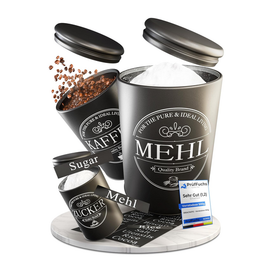 IDEALTASTIC® Premium Kaffeedose luftdicht 500g, Zuckerdose & Mehl Aufbewahrung Vorratsdosen-Set [3 Stück je 500g] Luftdicht für mehr Frische I Kaffee...