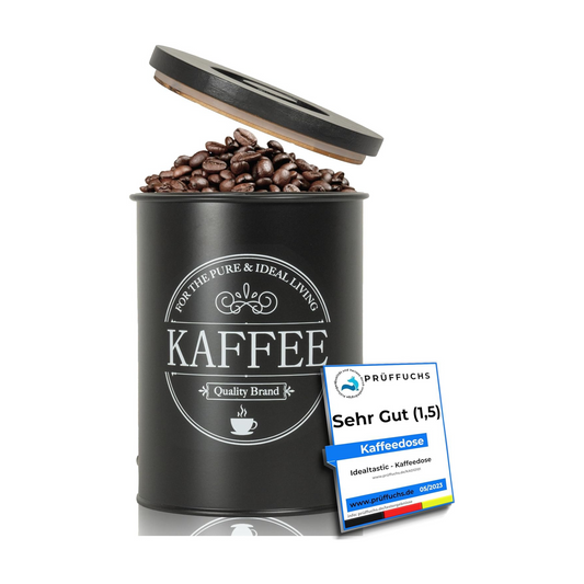 IDEALTASTIC® Premium Kaffeedose luftdicht [500g] für anhaltendes Kaffeearoma I Robuste Kaffeedose für gemahlenen Kaffee & Bohnen mit zeitsparendem Bambus-Deckel I Lebensmittelgeprüfte Kaffeedosen